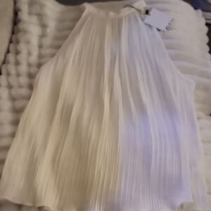 Elegant White Pleated Halter Top